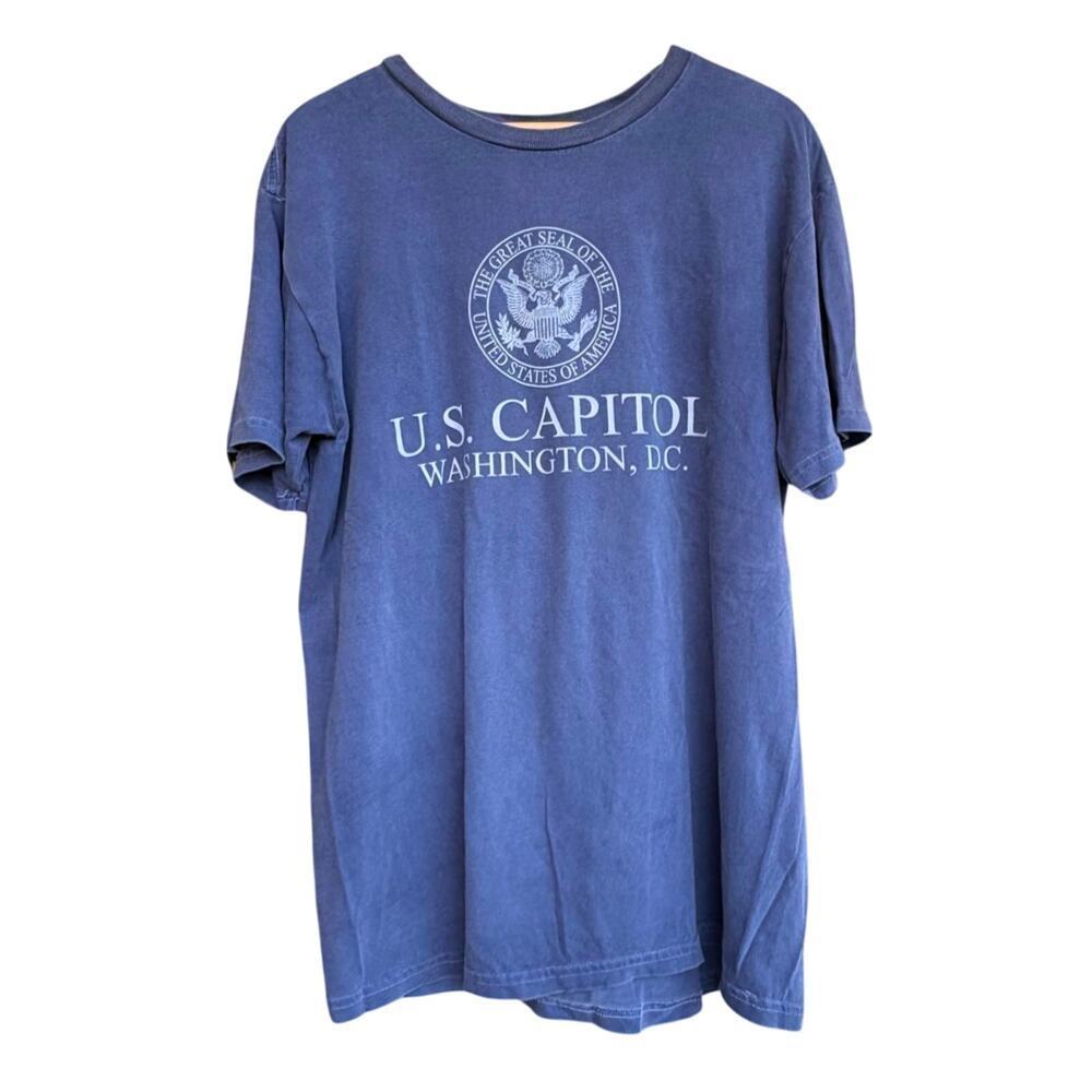 Tipsy U.S. Capitol Tee | Faded Navy Cotton | Size L | Vintage